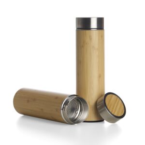 S18642 - GARRAFA TÉRMICA BAMBU COM INFUSOR 500ML
